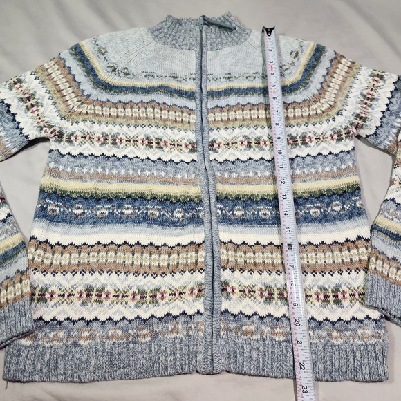 Tiara International Fair Isle Full Zip Cardigan Sweater Cottage Cozy Cabin Small - Picture 7 of 7